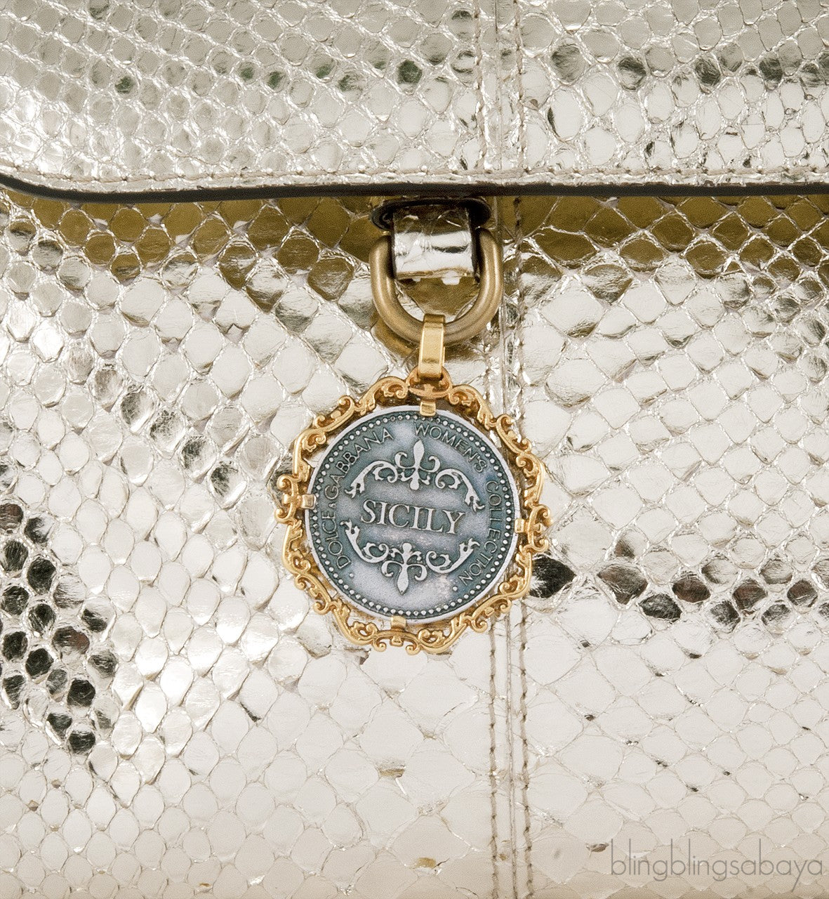 Miss Sicily Metallic Gold Snakeskin Bag