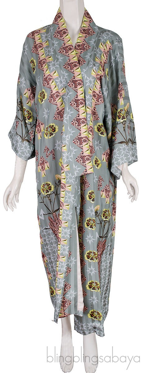 Flux Printed Light Green Kimono