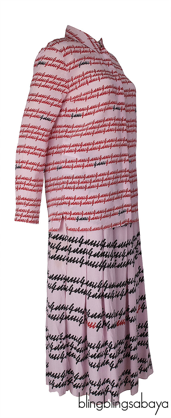 Gucci Pink Printed Longsleeves Top and Skirt