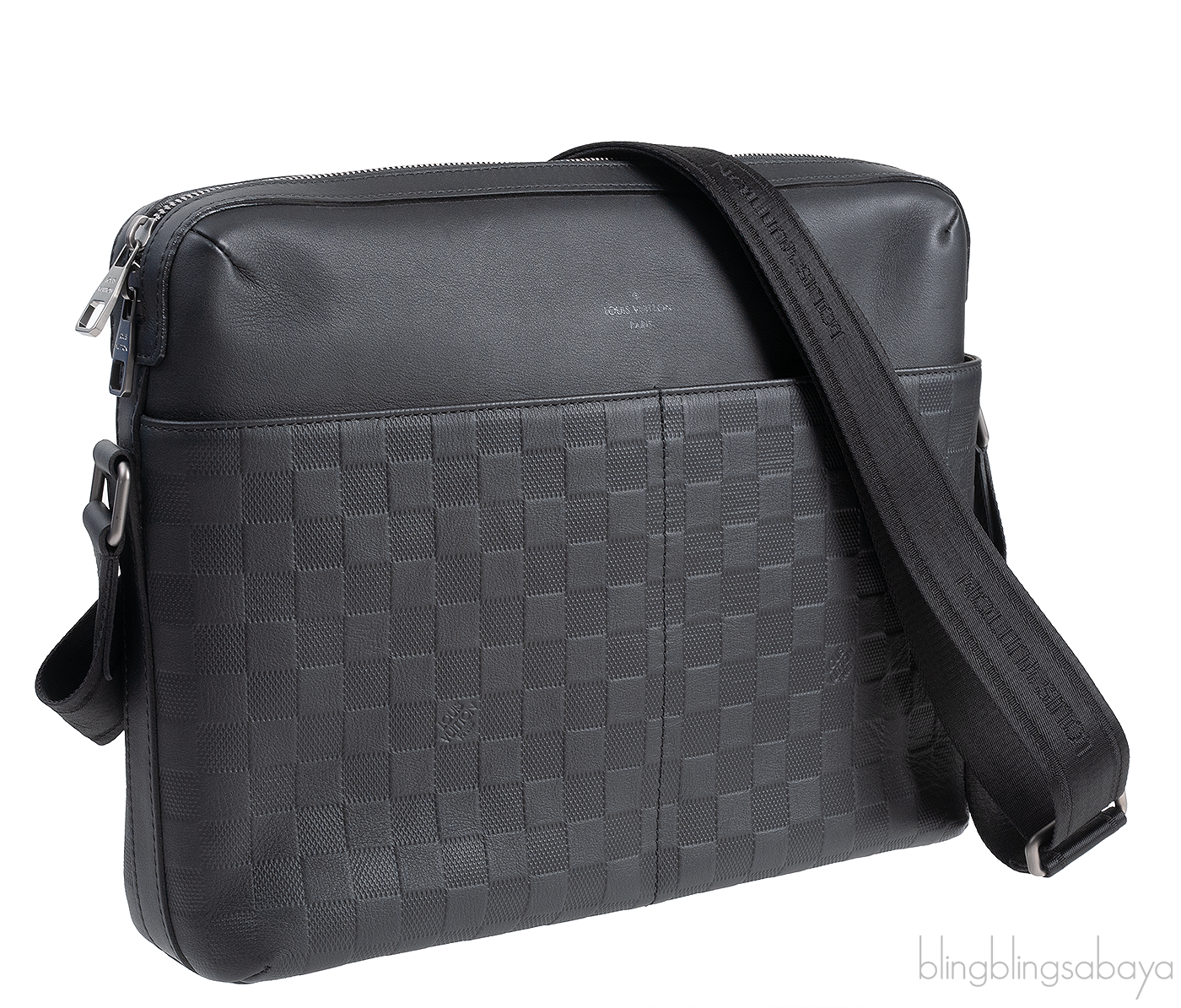 Black Infiniti Leather Calypso Messenger Bag MM