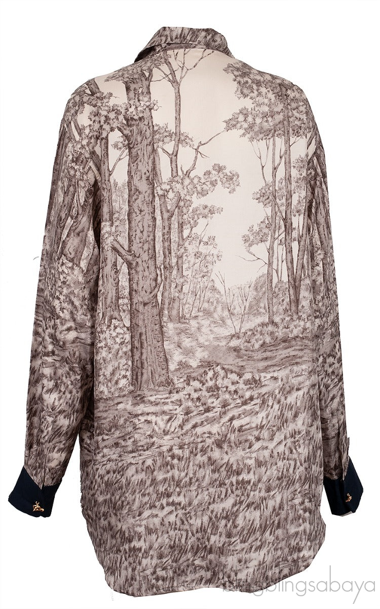 Wood & Animal Printed Long Sleeve Shirt