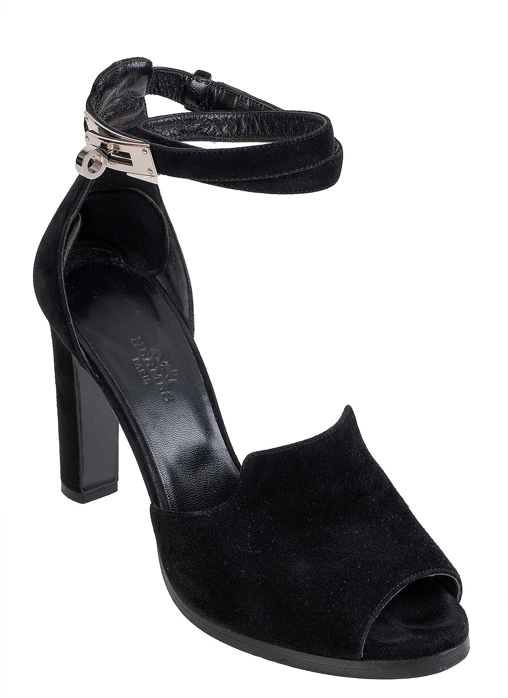 Hermes Nina D'orsay Black Suede Pumps 37