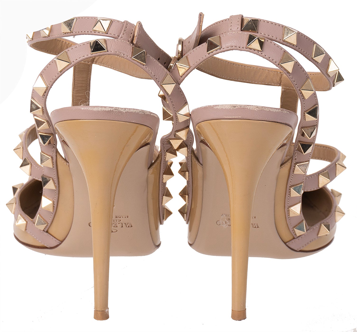 Valentino Garavani Rockstud Nude Patent Leather Pointed-Toe Heels 41
