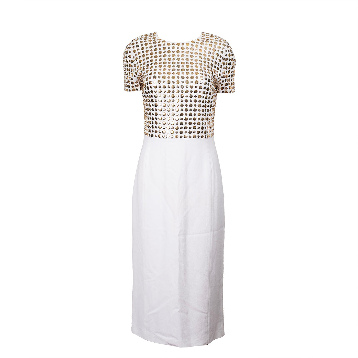 Burberry White Gold Studs Midi Dress