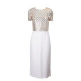 Burberry White Gold Studs Midi Dress