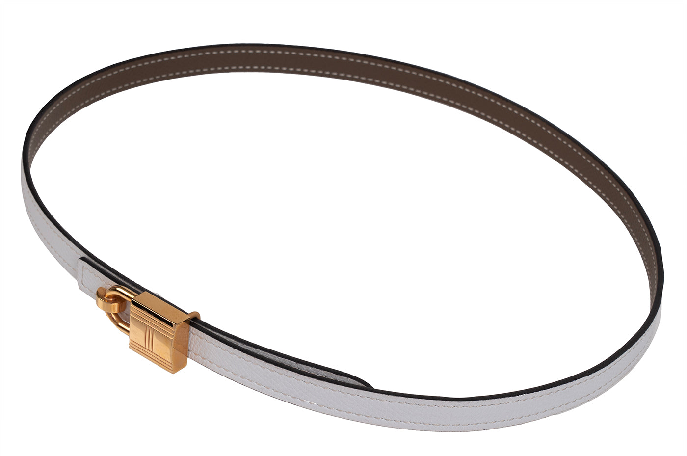 Hermes Etoupe White Epsom Reversible Gold Cadena 13 mm Belt