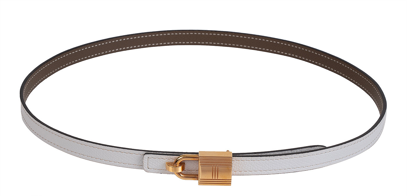 Hermes Etoupe White Epsom Reversible Gold Cadena 13 mm Belt