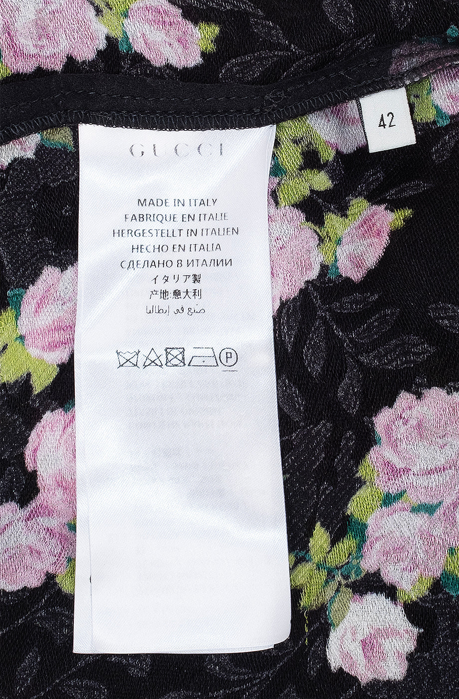 Gucci Black Climbing Roses Print Blouse & Wide Leg Trouser