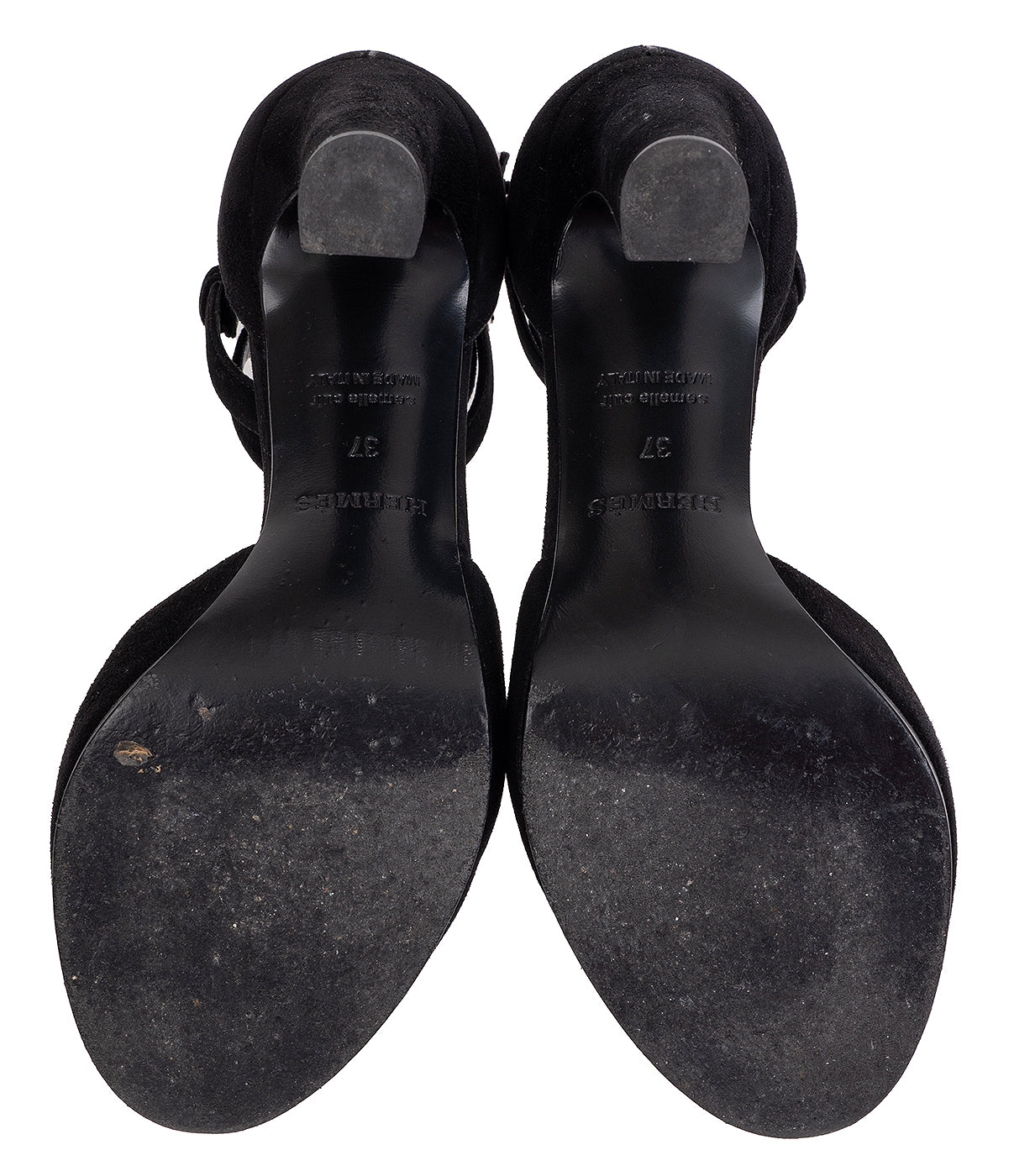 Hermes Nina D'orsay Black Suede Pumps 37