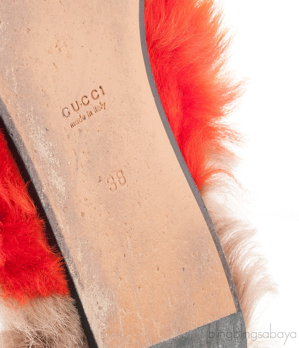Gucci Orange Wool Princetown Slide