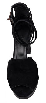 Hermes Nina D'orsay Black Suede Pumps 37