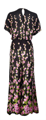 Gucci Black Climbing Roses Print Blouse & Wide Leg Trouser