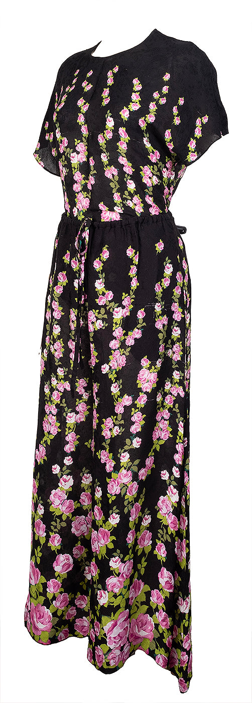 Gucci Black Climbing Roses Print Blouse & Wide Leg Trouser