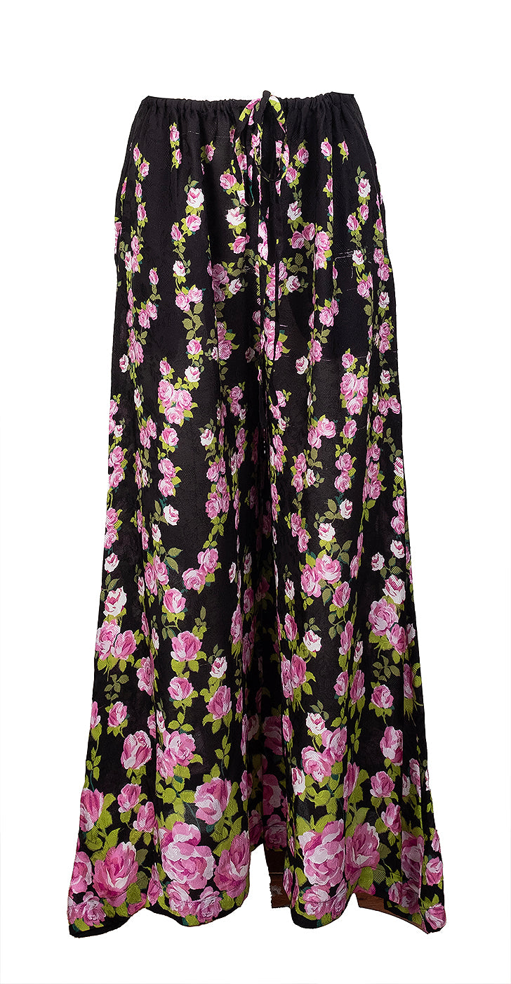 Gucci Black Climbing Roses Print Blouse & Wide Leg Trouser