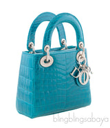 Lady Dior Mini Blue Green Crocodile