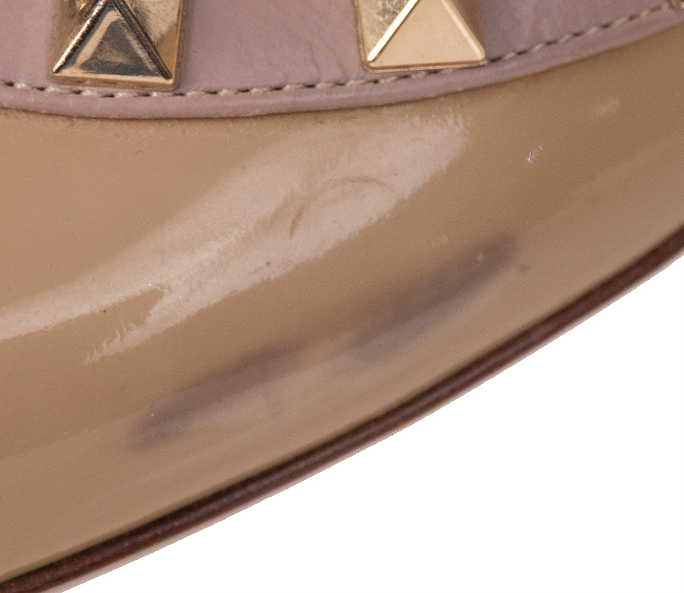 Valentino Garavani Rockstud Nude Patent Leather Pointed-Toe Heels 41