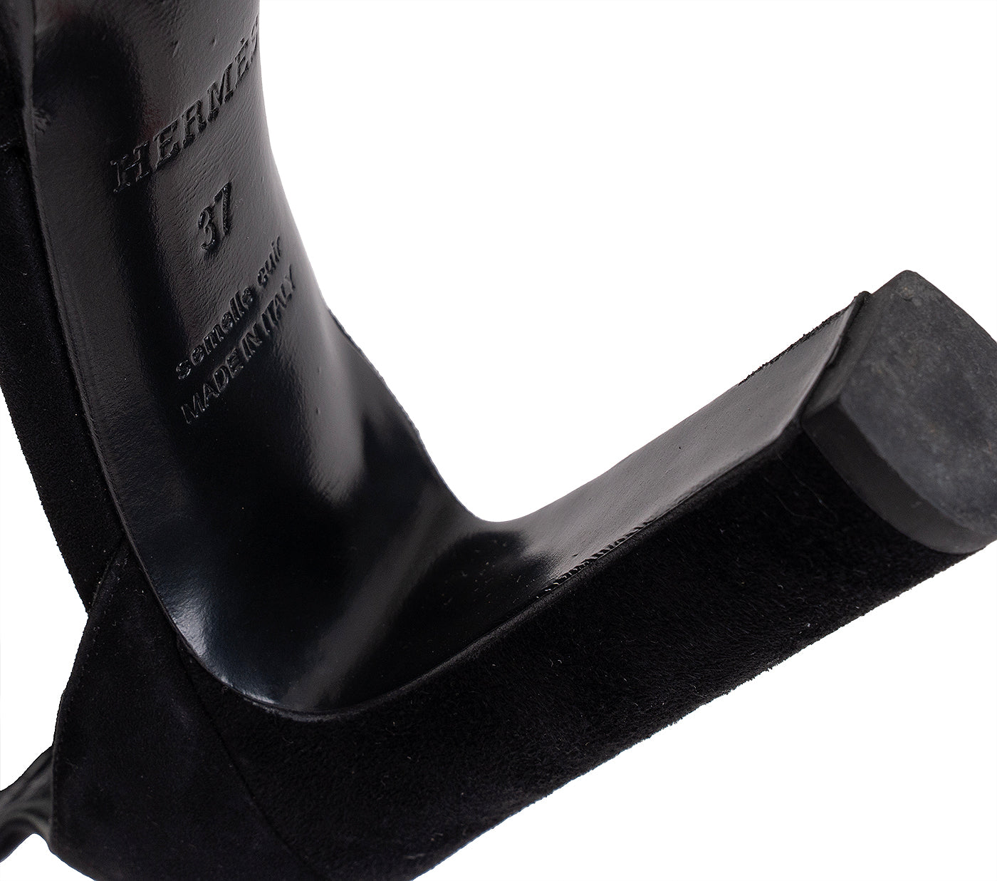 Hermes Nina D'orsay Black Suede Pumps 37
