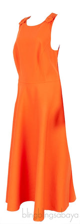 Orange Wool Blend Midi Dress