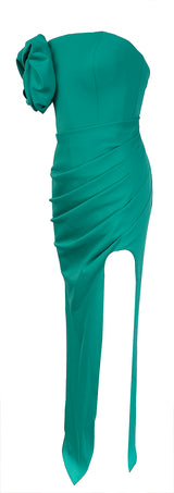 Jovani 3D-flower Green Slit Dress S