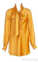 Yellow Gold Long Back Tie-neck Shirt