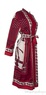 Red Printed Midi Kaftan Dress