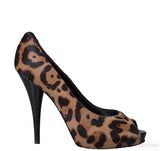 Leopard Pony Hair Peep Toe Pump