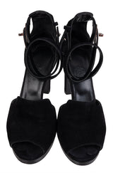 Hermes Nina D'orsay Black Suede Pumps 37