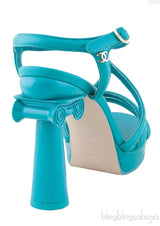 Parthenon Grecian Gladiator Column Heels Blue Green