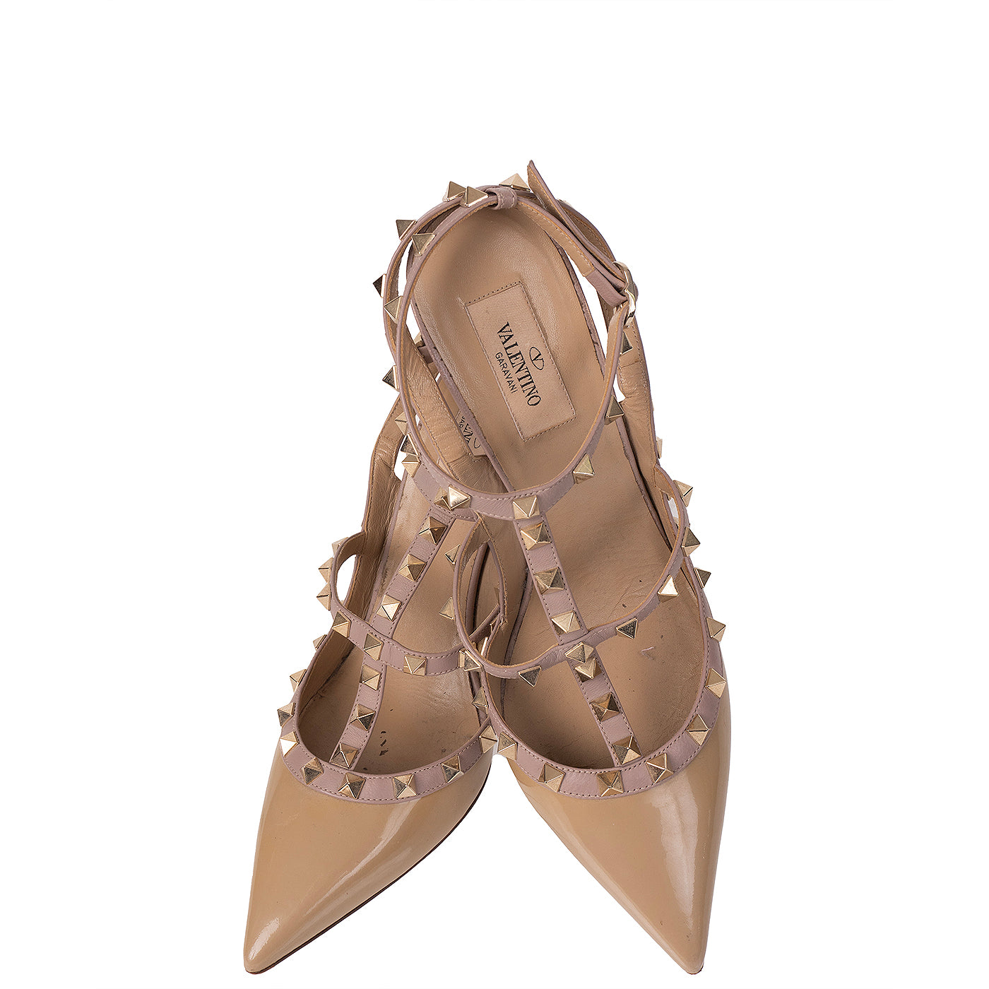 Valentino Garavani Rockstud Nude Patent Leather Pointed-Toe Heels 41
