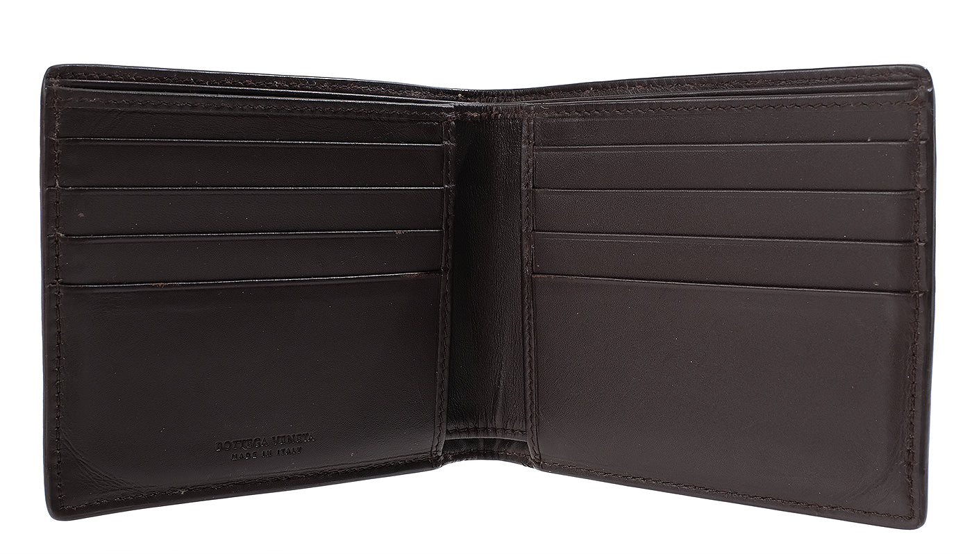Bottega Veneta Brown Intrecciato Bi-fold Wallet