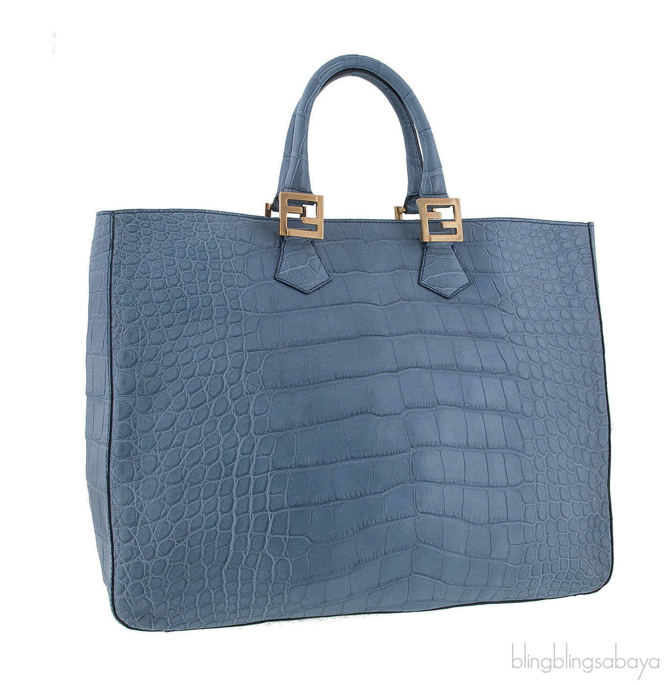 Twin Alligator Blue Jean Tote Bag