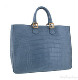 Twin Alligator Blue Jean Tote Bag