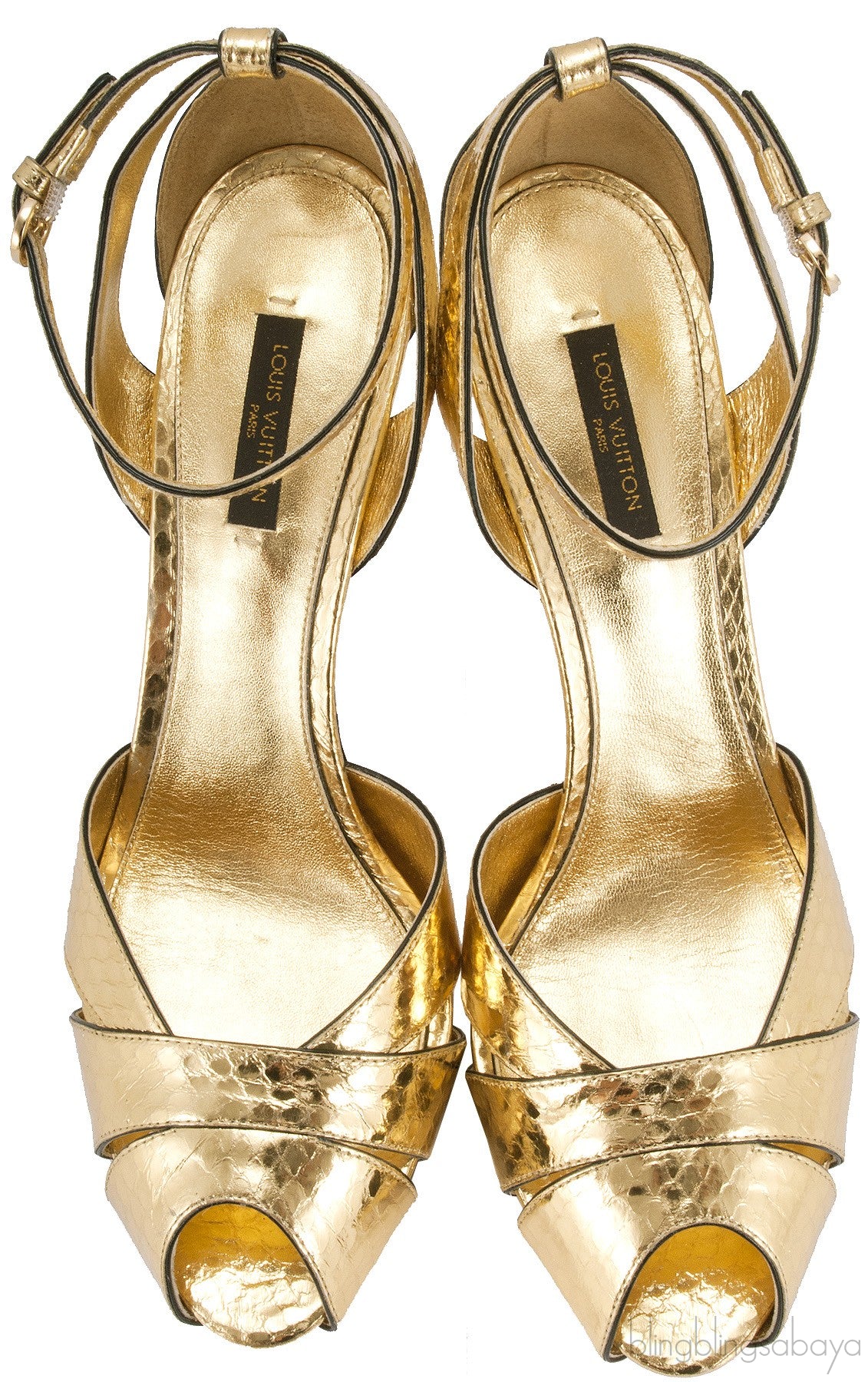 Gold Slingback Peep Toe Pump
