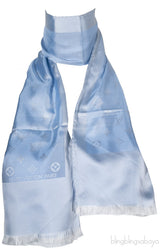 Powder Blue Monogram Silk Scarf