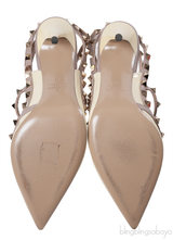 Valentino Garavani Rockstud Ankle Strap Beige Nude Slingback Heels