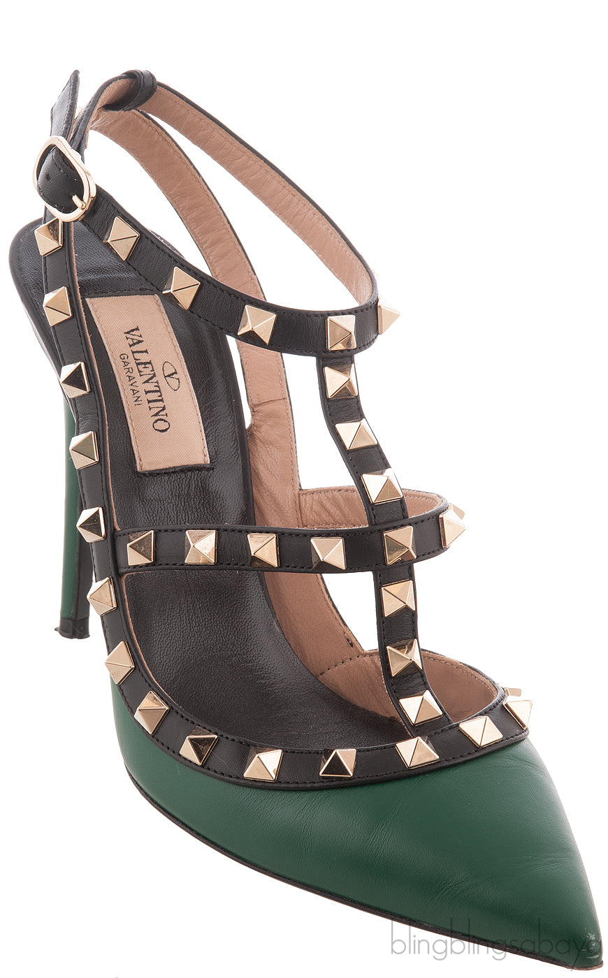 Emerald Green Matte Rockstud Heels