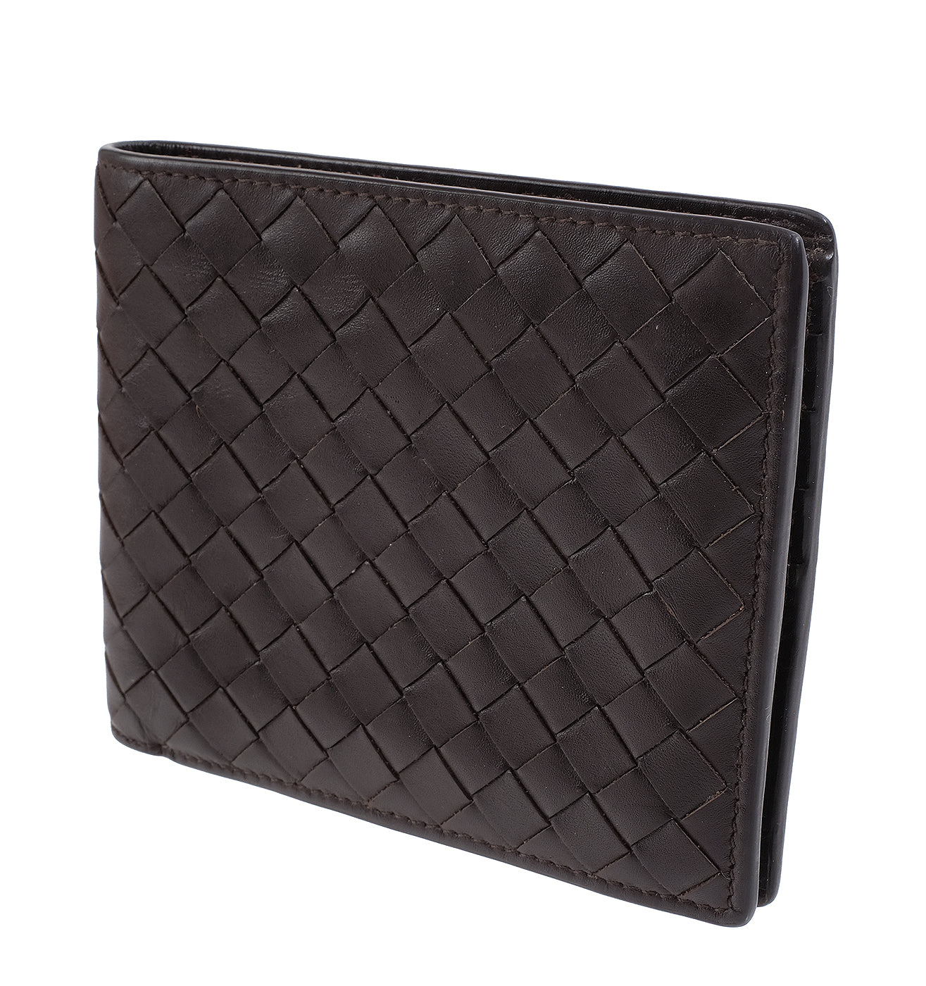 Bottega Veneta Brown Intrecciato Bi-fold Wallet