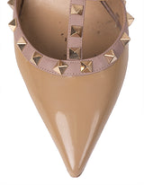 Valentino Garavani Rockstud Nude Patent Leather Pointed-Toe Heels 41
