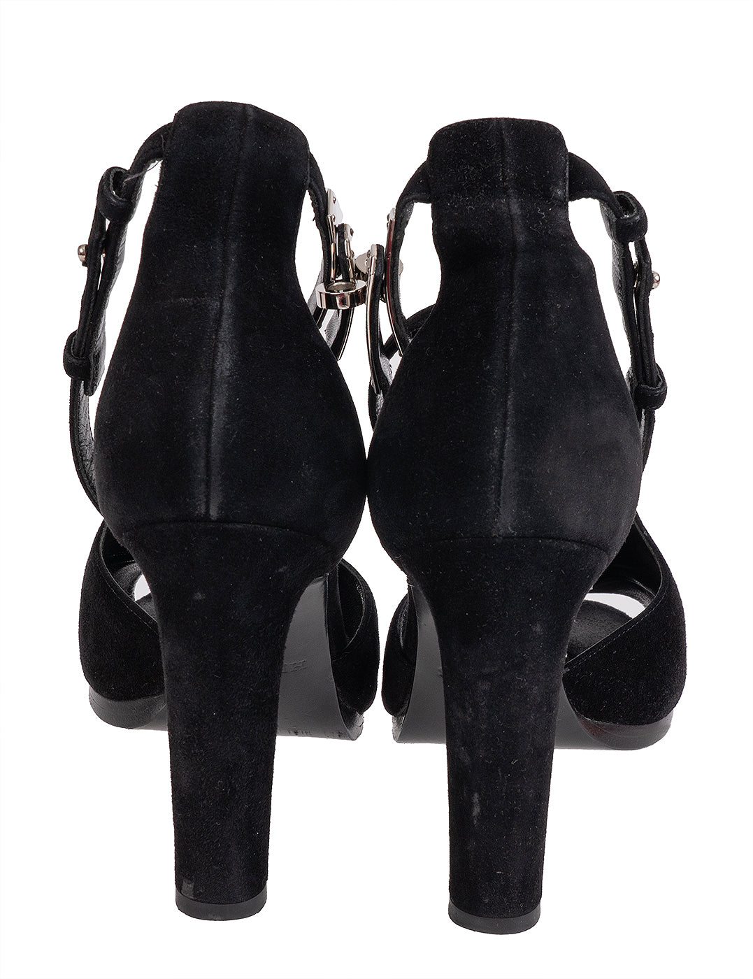 Hermes Nina D'orsay Black Suede Pumps 37