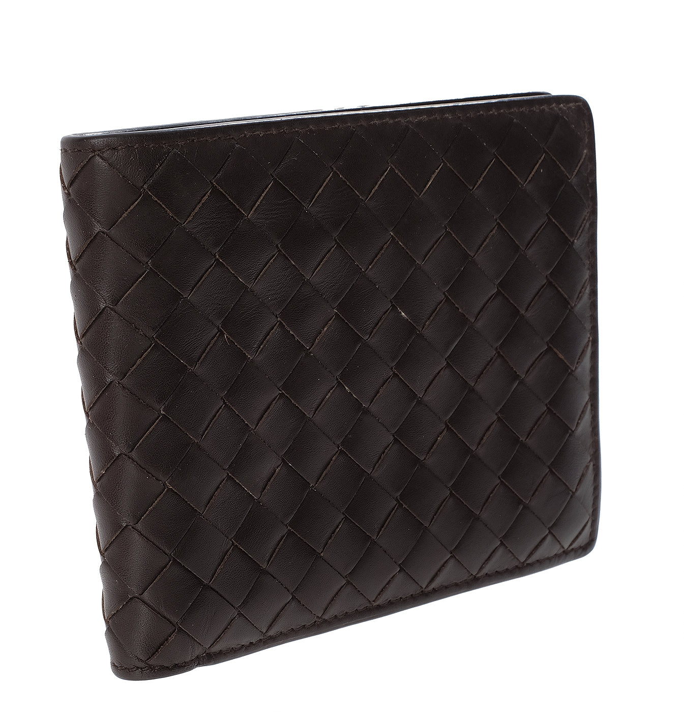 Bottega Veneta Brown Intrecciato Bi-fold Wallet