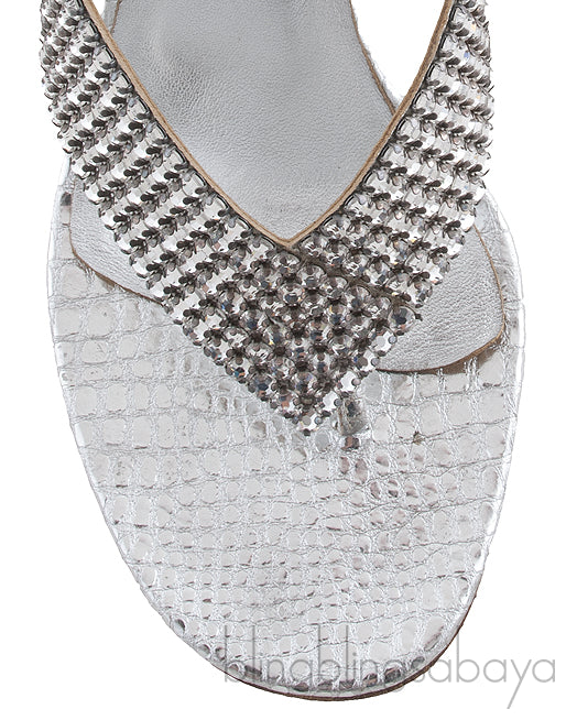 Silver T-strap Sandals