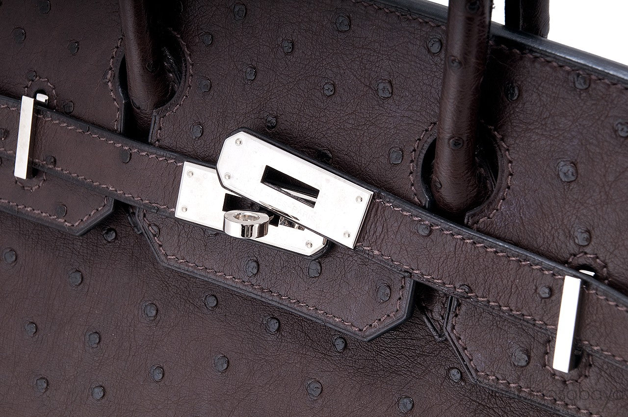 Birkin 30 Choco Brown Ostrich PHW