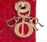 Christian Dior Lady Dior Mini Red Patent Quilted Leather GHW