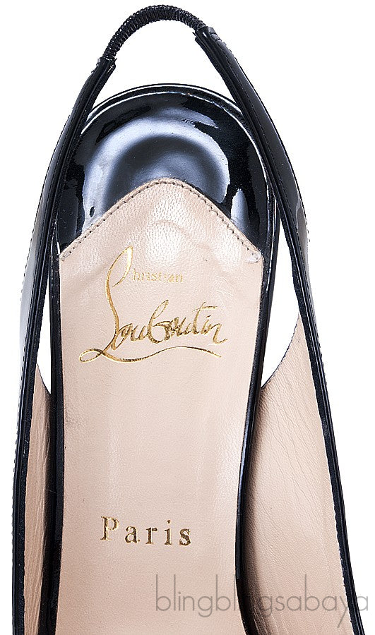 Lady Peep Sling Patent Pump