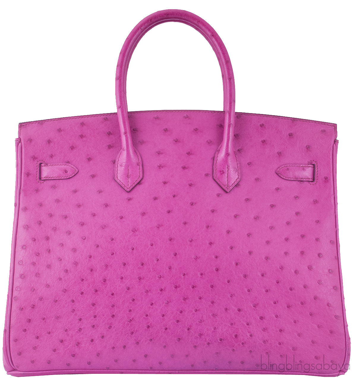 Birkin 35 Ostrich Fuchsia Pink PHW