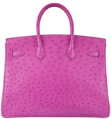 Birkin 35 Ostrich Fuchsia Pink PHW