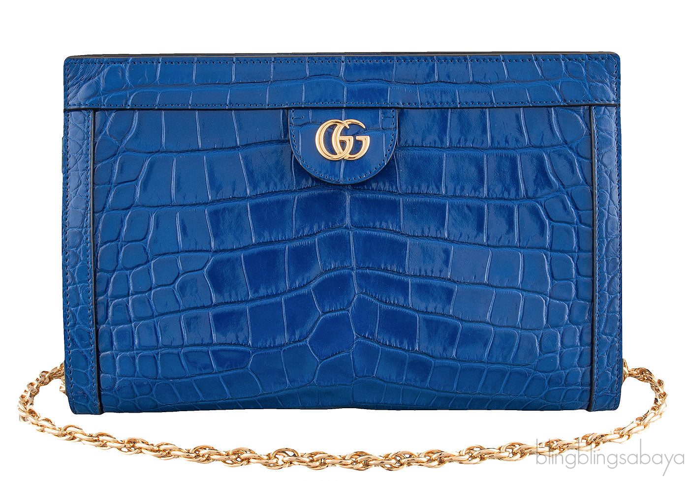Ophidia Crocodile Blue Shoulder Bag