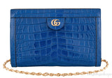 Ophidia Crocodile Blue Shoulder Bag