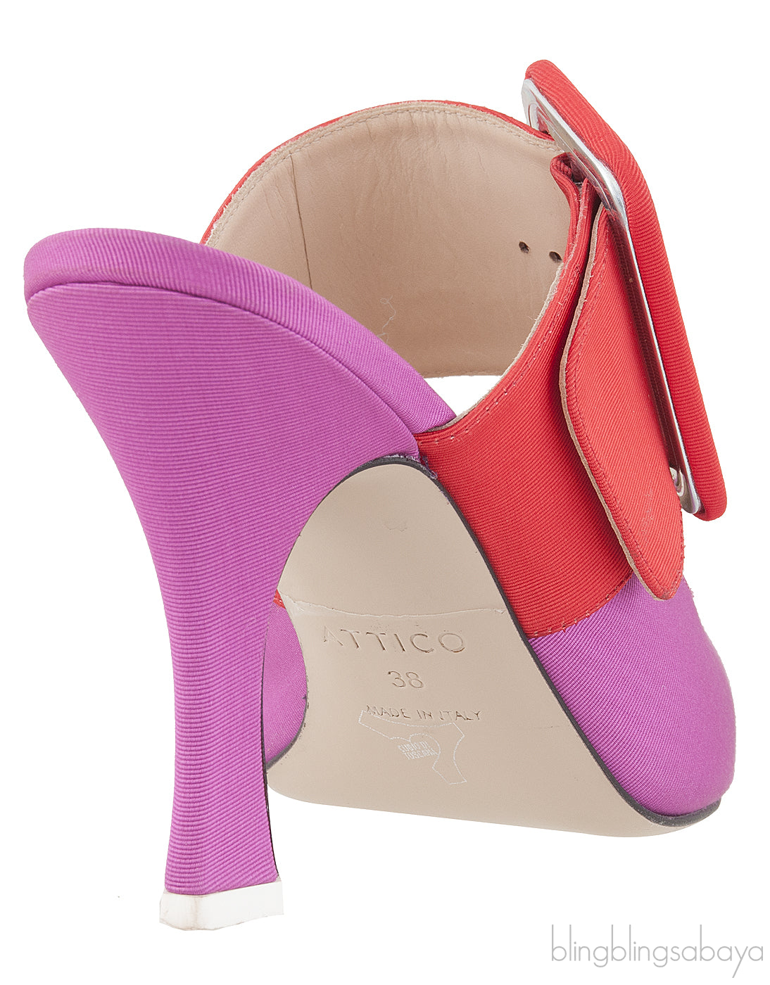 Bi-color Large Buckle Mule