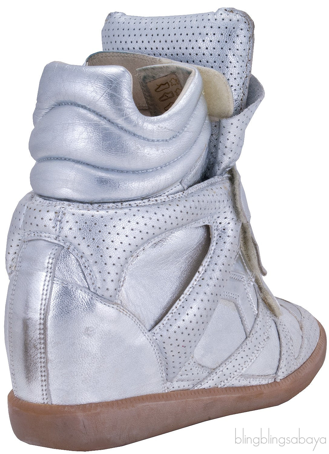 Silver Metallic Leather Bird Sneakers